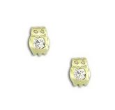 Brinco folheado a ouro em forma de coruja c/ strass