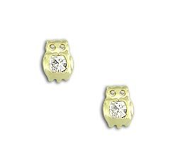 Brinco folheado a ouro em forma de coruja c/ strass