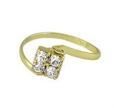 Anel folheado a ouro c/ 4 pedras de strass